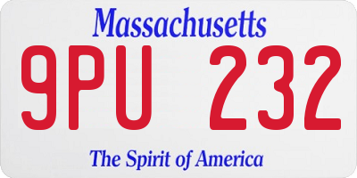 MA license plate 9PU232