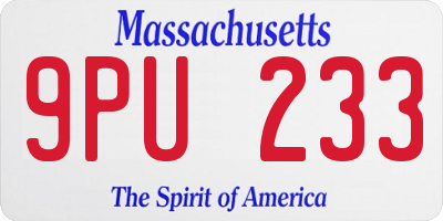 MA license plate 9PU233