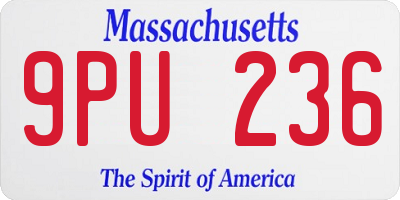 MA license plate 9PU236
