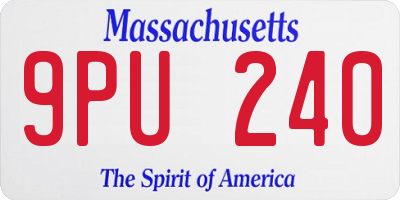 MA license plate 9PU240
