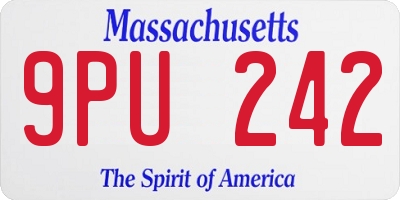 MA license plate 9PU242