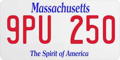 MA license plate 9PU250