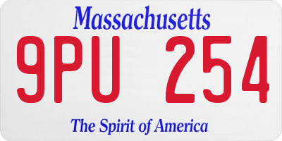 MA license plate 9PU254