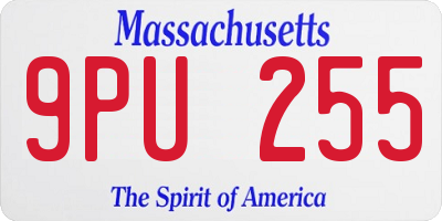 MA license plate 9PU255