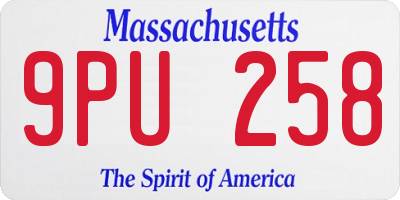 MA license plate 9PU258