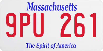 MA license plate 9PU261