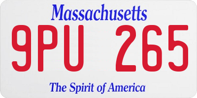 MA license plate 9PU265