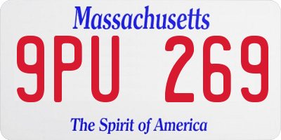 MA license plate 9PU269