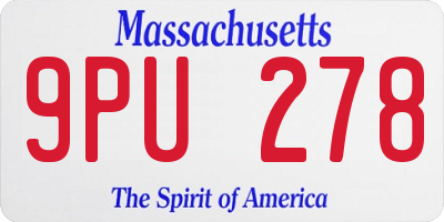 MA license plate 9PU278