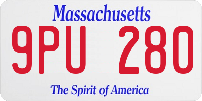 MA license plate 9PU280