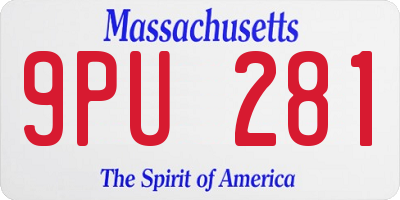 MA license plate 9PU281
