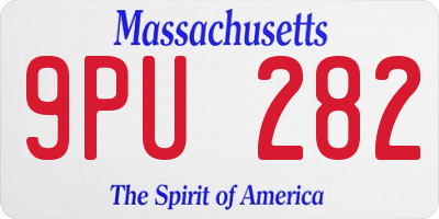 MA license plate 9PU282
