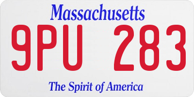MA license plate 9PU283