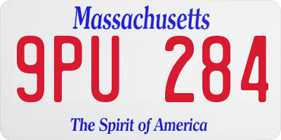 MA license plate 9PU284