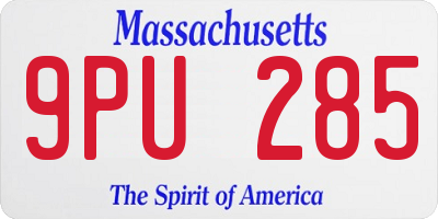 MA license plate 9PU285