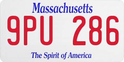 MA license plate 9PU286