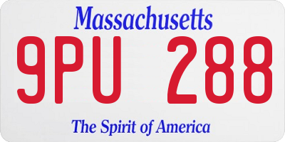 MA license plate 9PU288