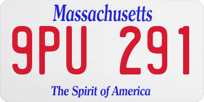 MA license plate 9PU291
