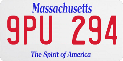 MA license plate 9PU294