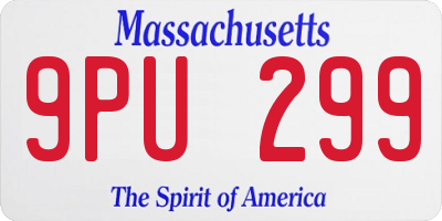 MA license plate 9PU299