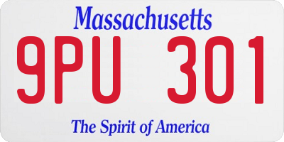 MA license plate 9PU301