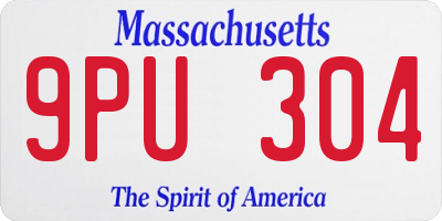 MA license plate 9PU304