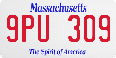 MA license plate 9PU309