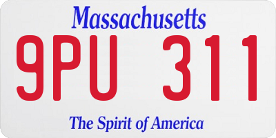 MA license plate 9PU311