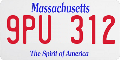 MA license plate 9PU312