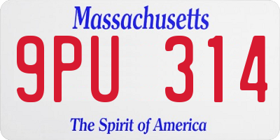 MA license plate 9PU314