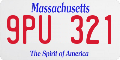 MA license plate 9PU321