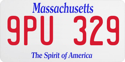 MA license plate 9PU329