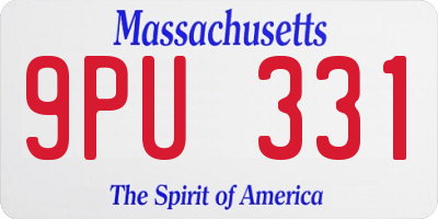 MA license plate 9PU331