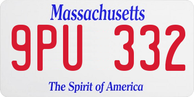 MA license plate 9PU332