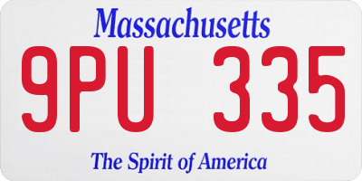 MA license plate 9PU335