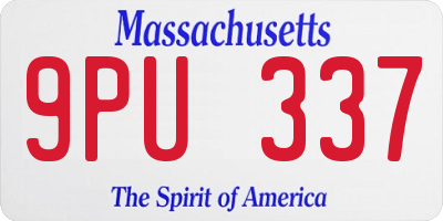 MA license plate 9PU337