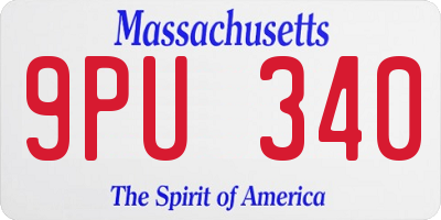 MA license plate 9PU340