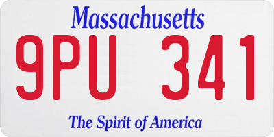MA license plate 9PU341