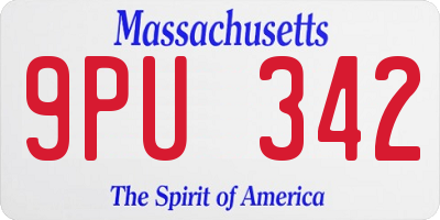 MA license plate 9PU342