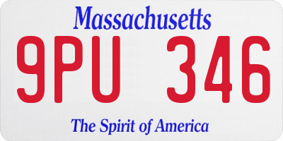 MA license plate 9PU346