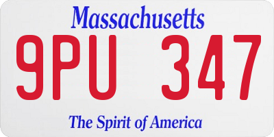 MA license plate 9PU347