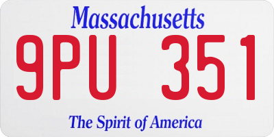 MA license plate 9PU351