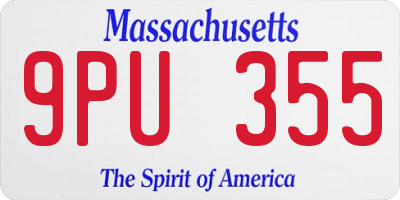 MA license plate 9PU355