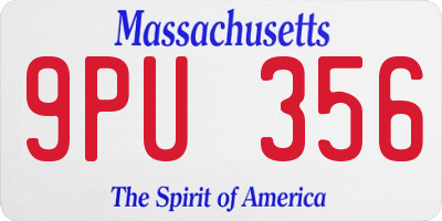 MA license plate 9PU356