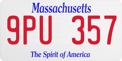 MA license plate 9PU357