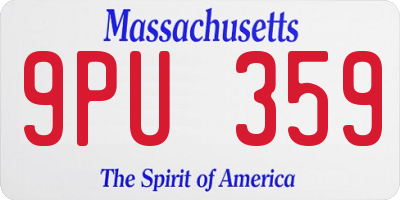 MA license plate 9PU359