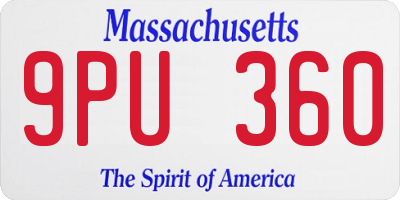MA license plate 9PU360