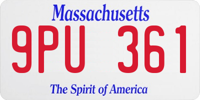 MA license plate 9PU361