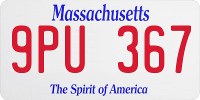 MA license plate 9PU367