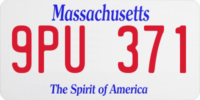 MA license plate 9PU371